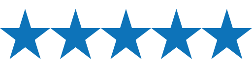 Cinco estrellas azules en fila.