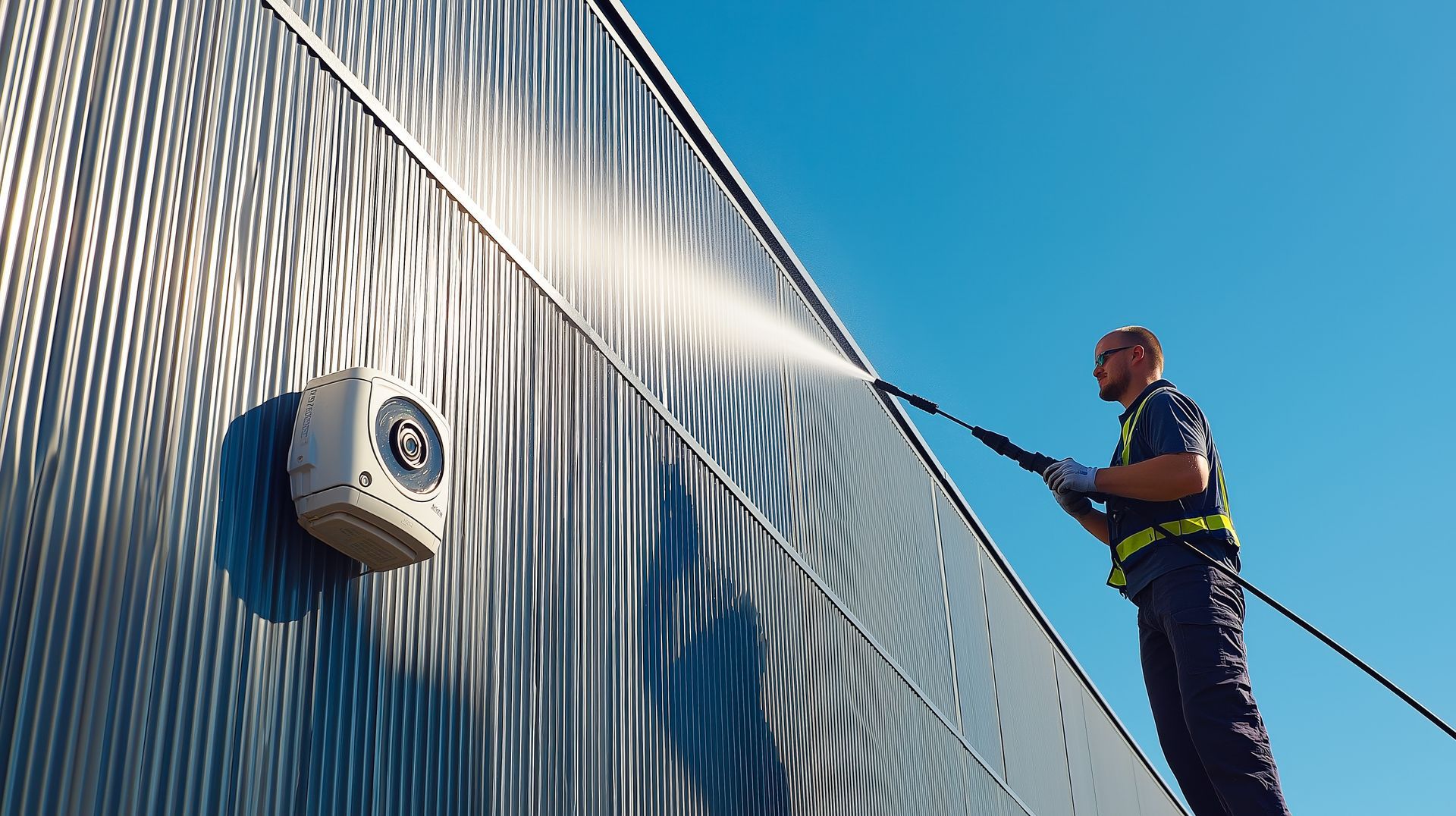 Nettoyage d'une façade d'entreprise