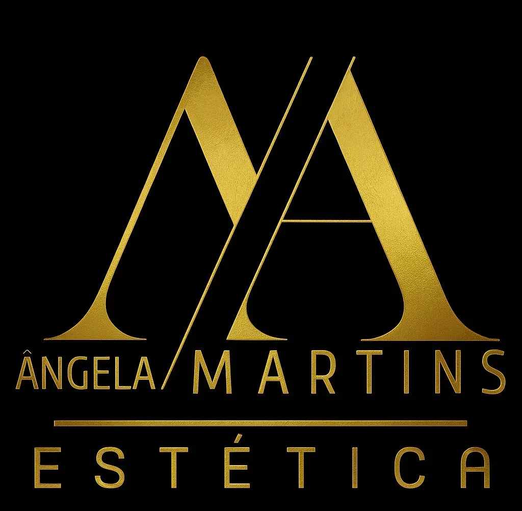Un logotipo negro y dorado para Angela Martins Estetica.