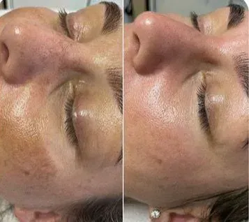Una mujer se está haciendo un maquillaje para las cejas.