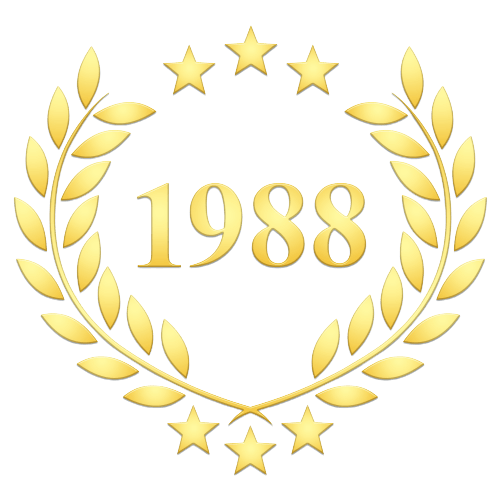 1988 entourée de laurier et trois étoiles au-dessus