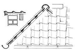 Eine schwarz-weiße Zeichnung eines Volleyballnetzes auf einem Dach.