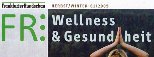 Titelbild einer Zeitschrift mit dem Text „Wellness & Gesundheit“, zwei zusammengehörige Hände.