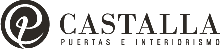 A black and white logo for castalla puertas e interiorismo