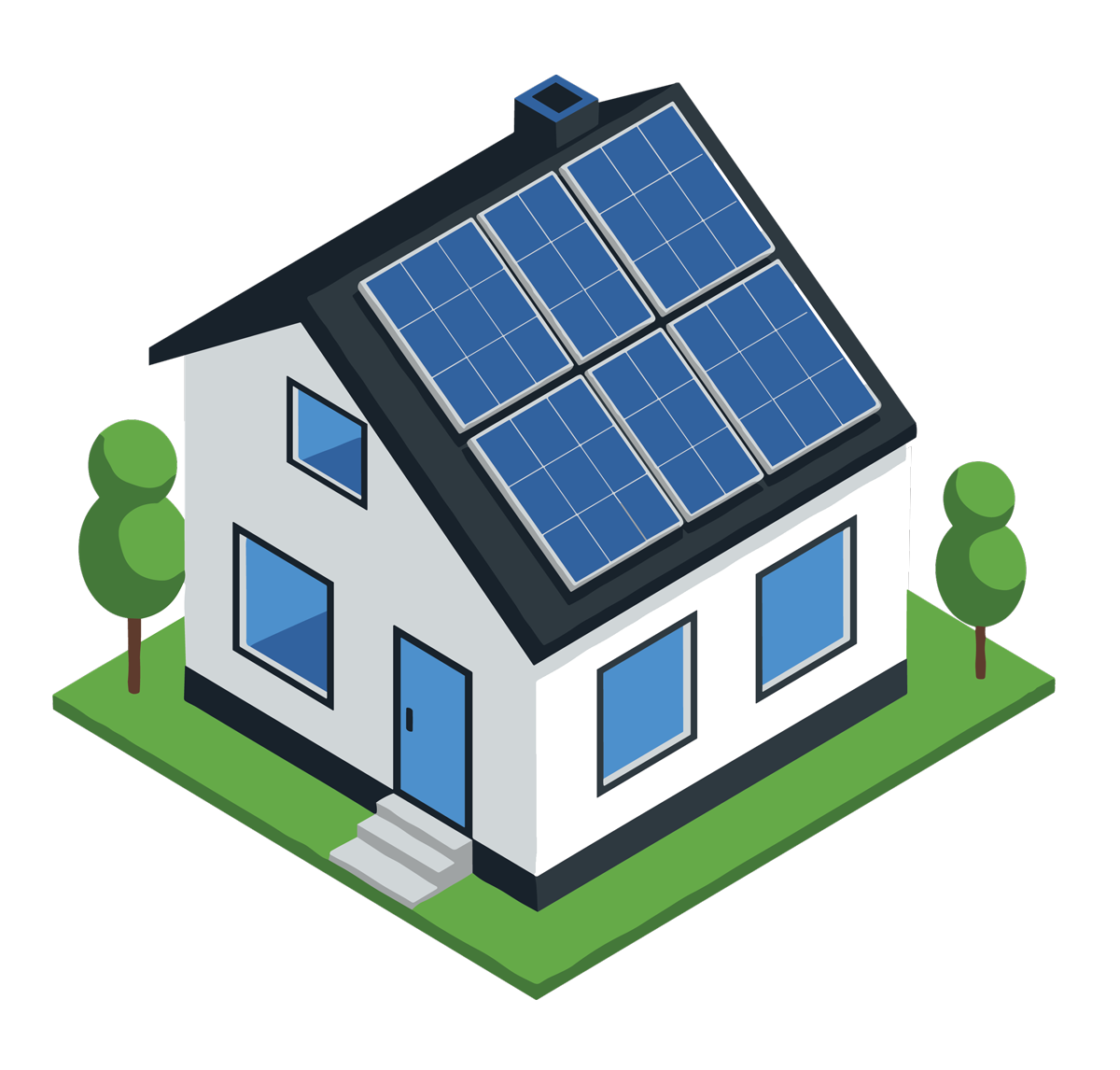Illustration d'une maison avec des panneaux solaires 