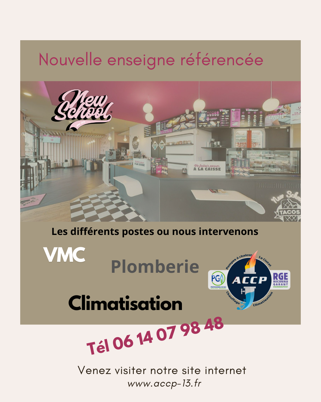 Nouveau partenariat pour ACCP, l'enseigne NEW SCHOOL TACOS