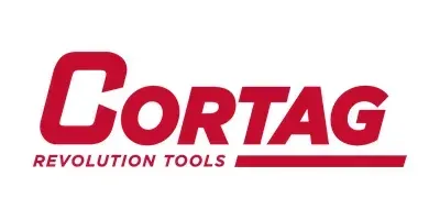 Logotipo de Cortag Revolution Tools en rojo sobre fondo blanco.