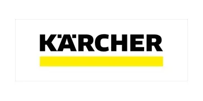 Logotipo de Kärcher: texto negro sobre fondo blanco con una barra horizontal amarilla debajo del texto.