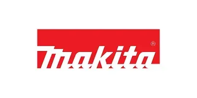 Logotipo de Makita en texto blanco sobre fondo rojo.