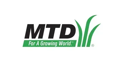 Logotipo de MTD con letras negras, lema verde y gráfico similar al césped sobre fondo blanco.