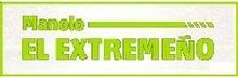 Logotipo verde con el texto &laquo;Manolo EL EXTREME&Ntilde;O&raquo; sobre fondo blanco.