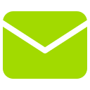 Icono de sobre verde con una línea blanca en la solapa sobre un fondo transparente