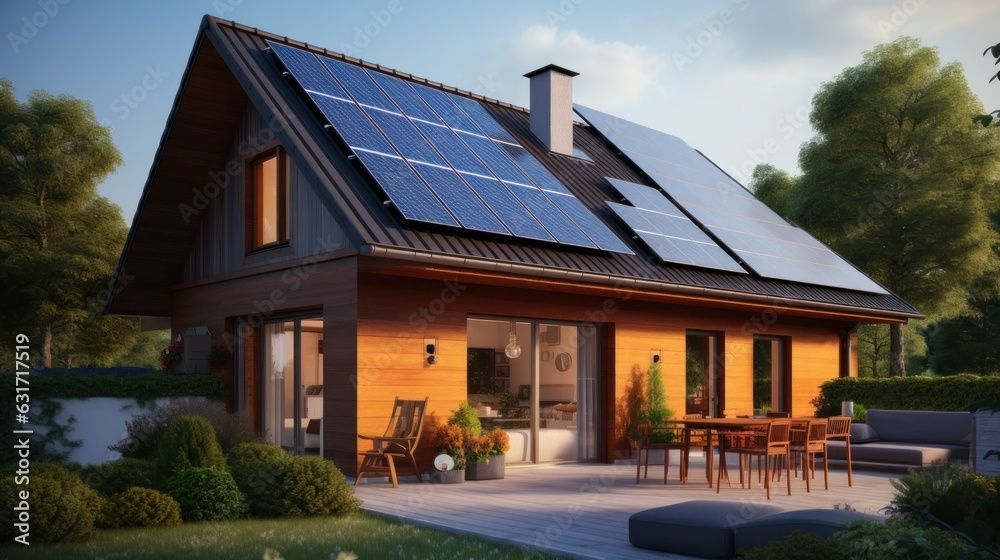 Maison avec panneaux solaires