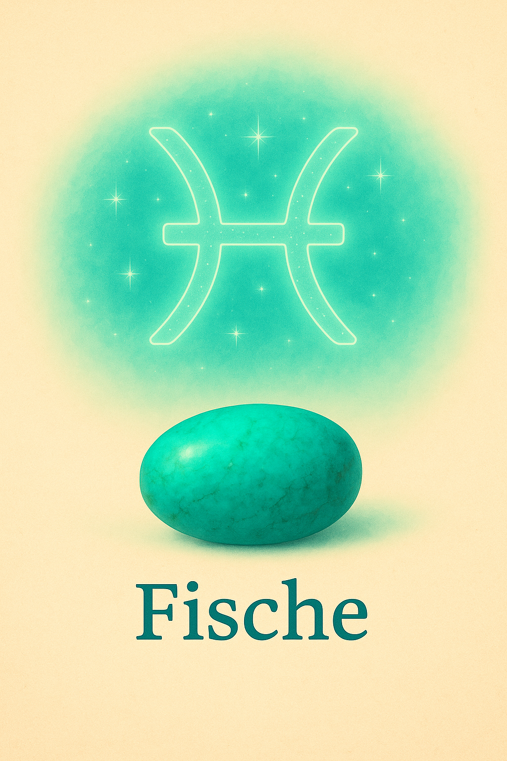 Ein grünes Ei mit dem Sternzeichen der Fische darauf.