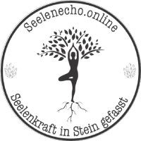 Das Logo für seelenecho.online zeigt eine Frau in einer Yoga-Pose unter einem Baum.