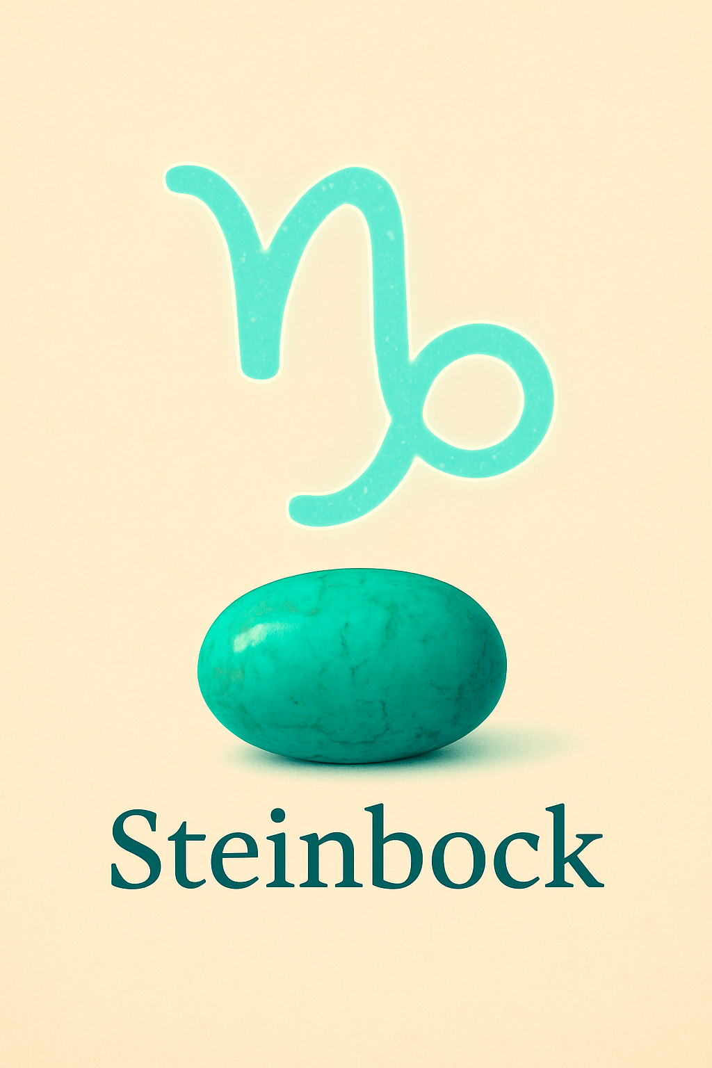 Ein Bild eines türkisfarbenen Steins mit dem Sternzeichen Steinbock darauf.