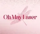 Logotipo de OhMayLaser en rosa, con un delicado dise&ntilde;o de plumas sobre un fondo rosa suave