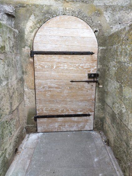 Porte en bois avec armatures en fer