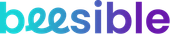 Logotipo "beesible" en un degradado de colores desde turquesa a morado.