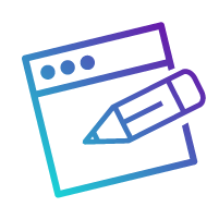Persona que usa una computadora portátil, sentada frente a un navegador digital que muestra un diagrama de estrategia, sobre un fondo azul/violeta.