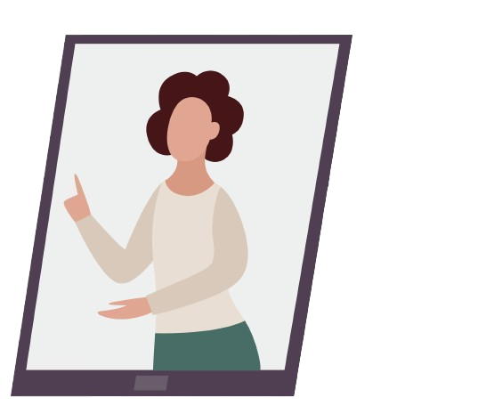 Une conseillère conjugale et familiale le doigt en l'air dans un cadre.