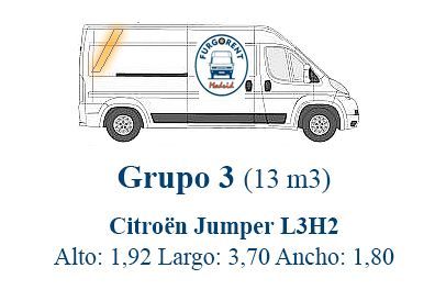 Un dibujo de una furgoneta citroen jumper l3h2 sobre un fondo blanco.
