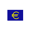 Una bandera azul con el símbolo del euro.