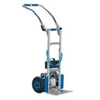 Una carretilla de mano con asa y ruedas sobre un fondo blanco.