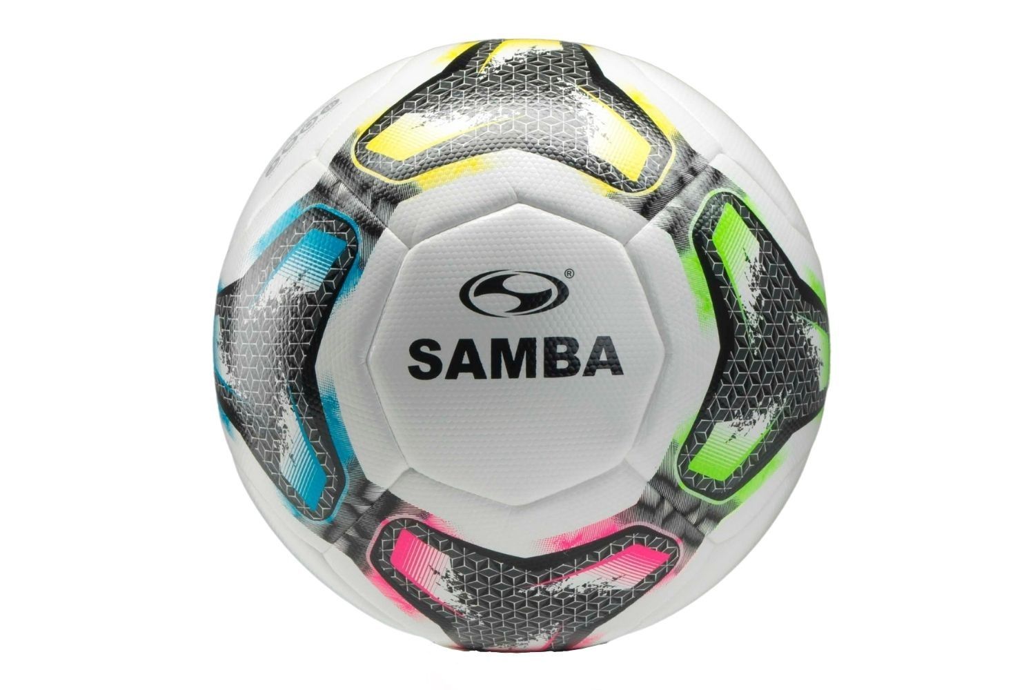 A white infinity match soccer ball on a white background