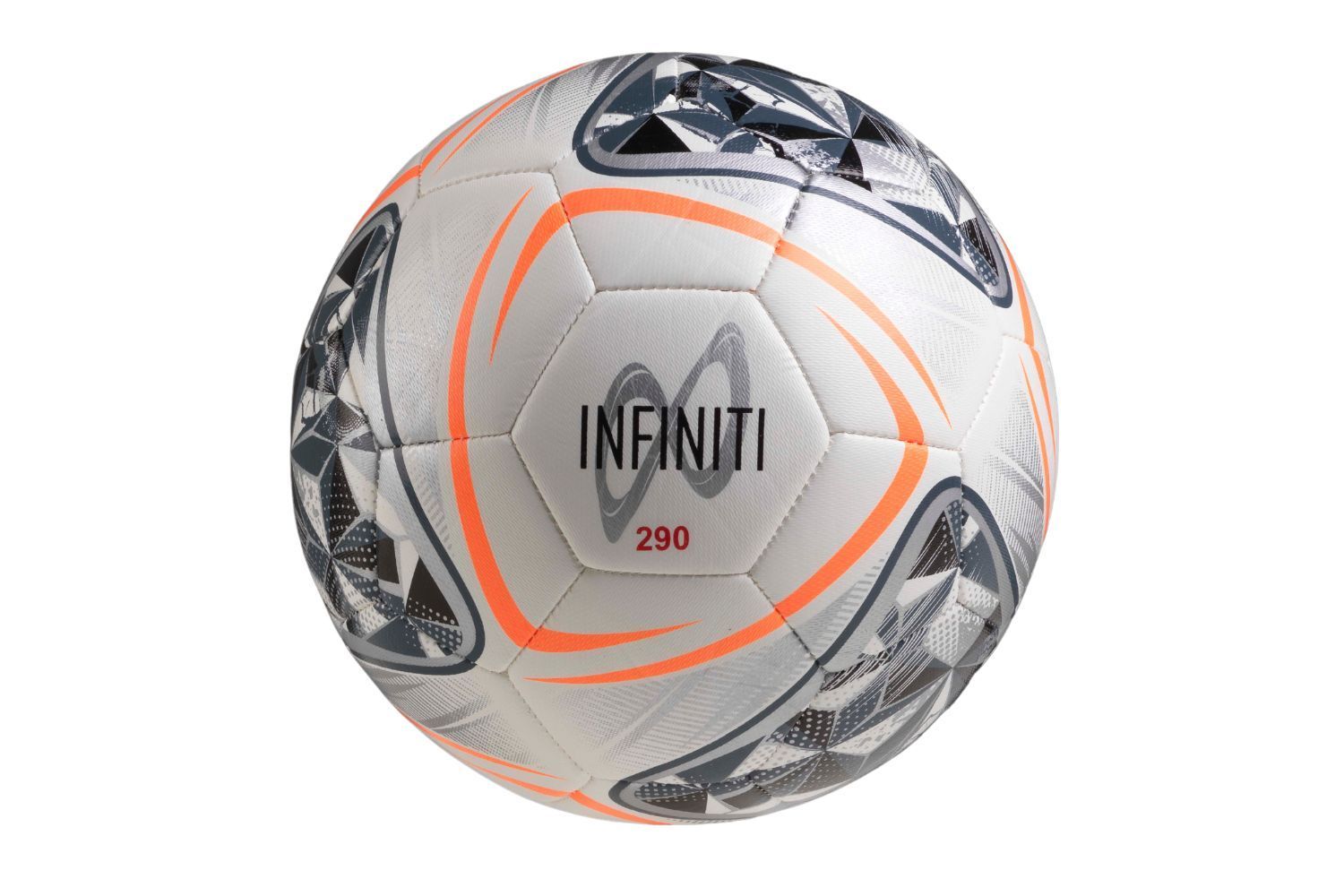 A soccer ball with the word infinity on it