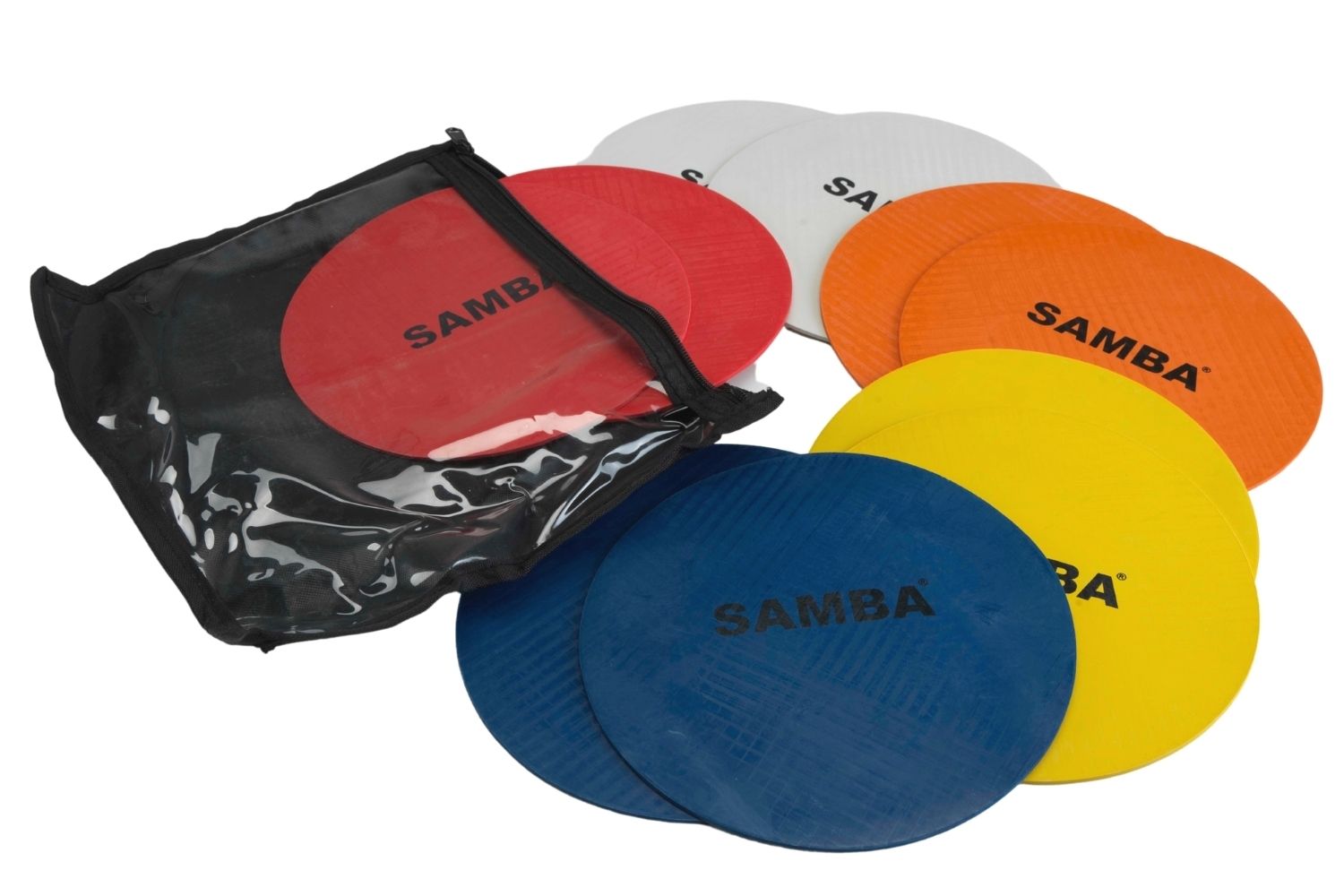 A set of samba markers in a black bag