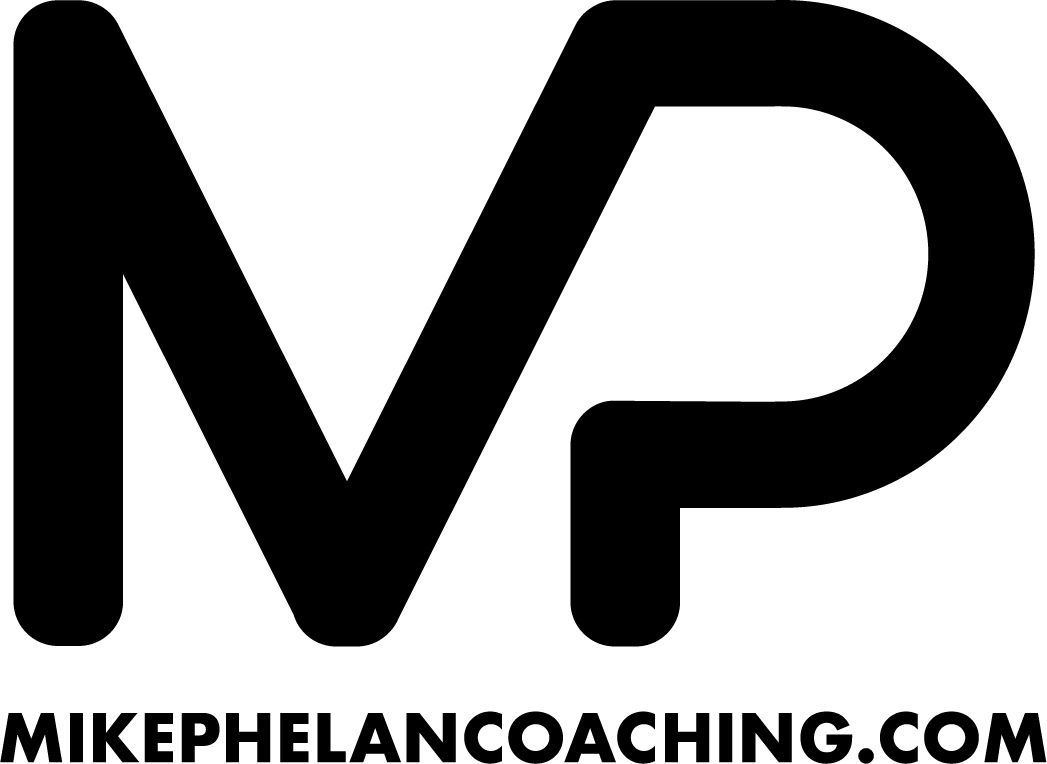 The logo for mikephelancoaching.com is black and white.