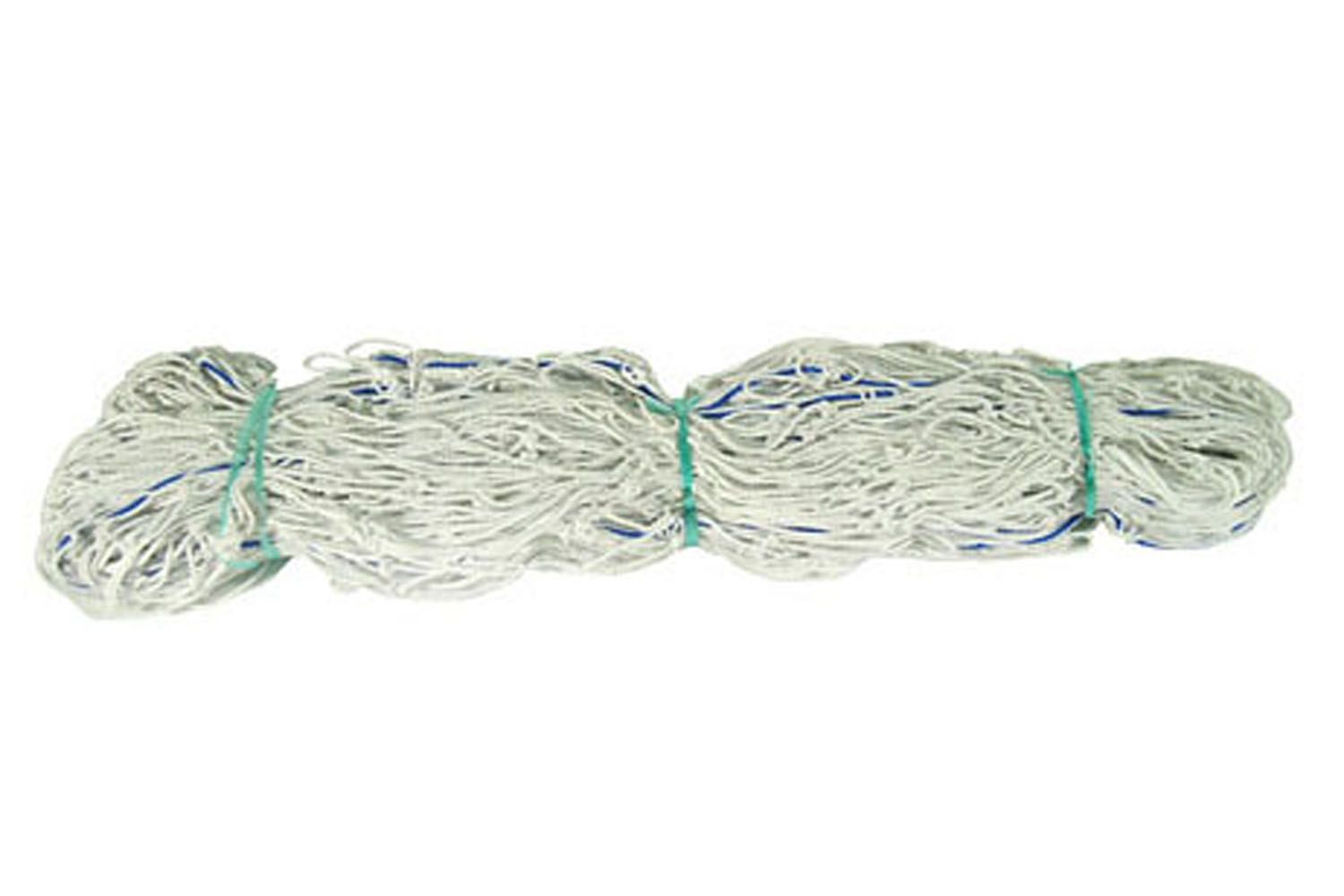 A bunch of white rope tied together with green rubber bands