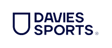 The logo for davies sports is a blue logo with a shield in the middle.