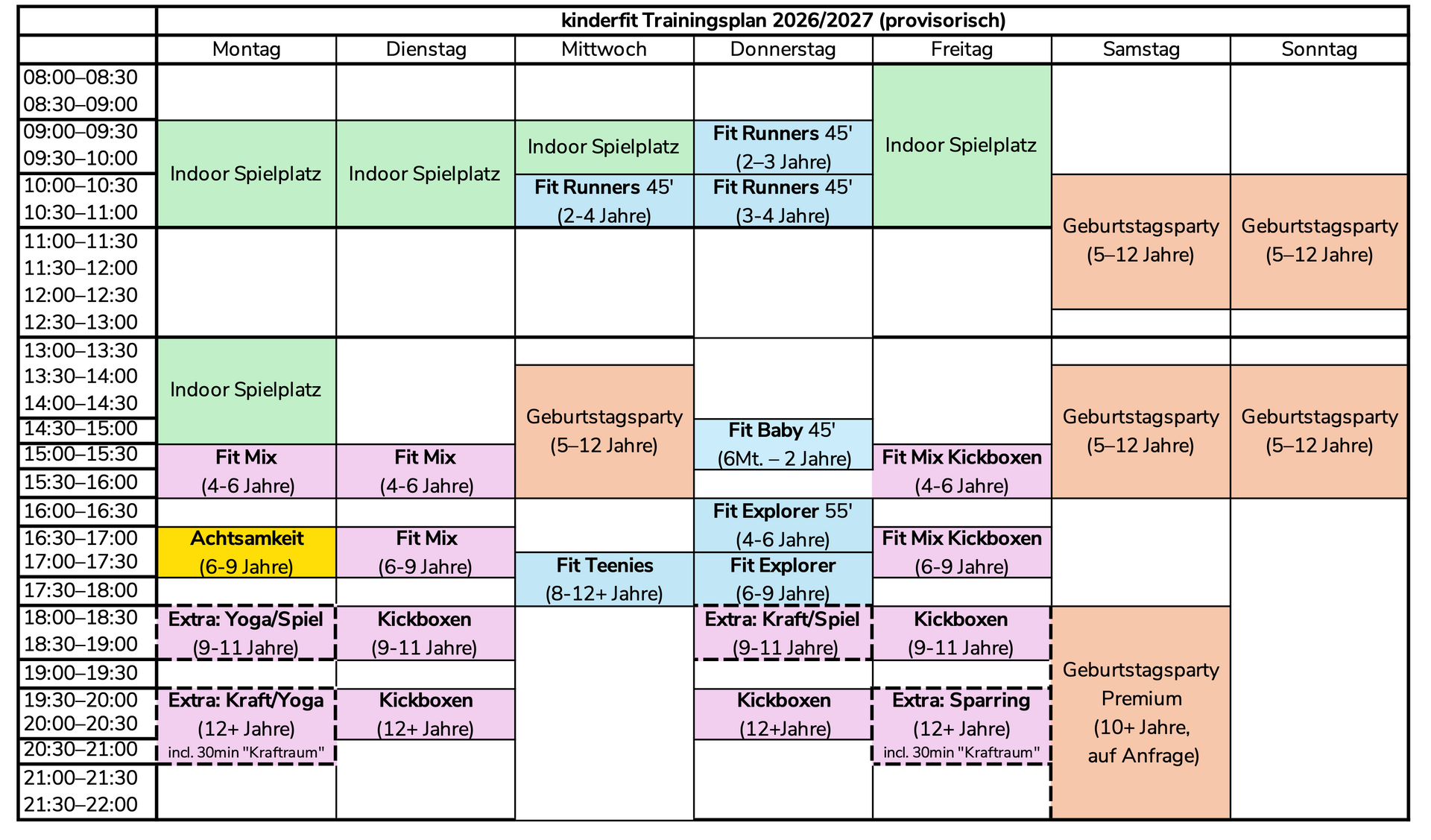 Stundenplan kinderfit