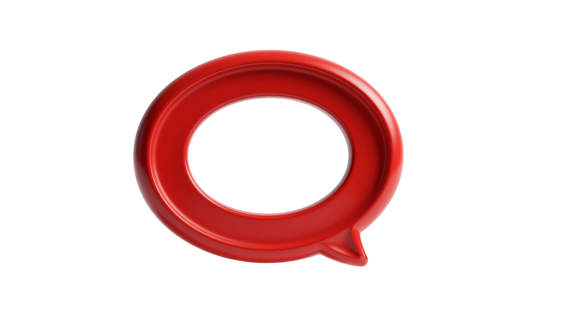 Bulle de dialogue rouge sur fond blanc.