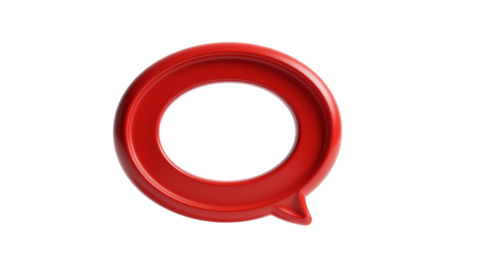 Bulle de dialogue rouge avec un centre blanc et une petite queue.