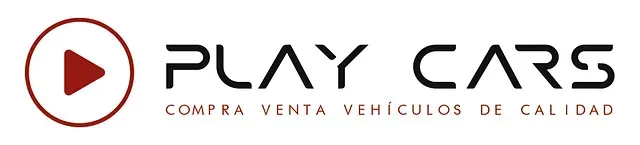 Un logotipo para coches de juego con un botón de reproducción rojo.