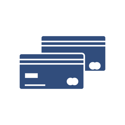 Zwei blaue Kreditkarten, die sich teilweise überlappen.