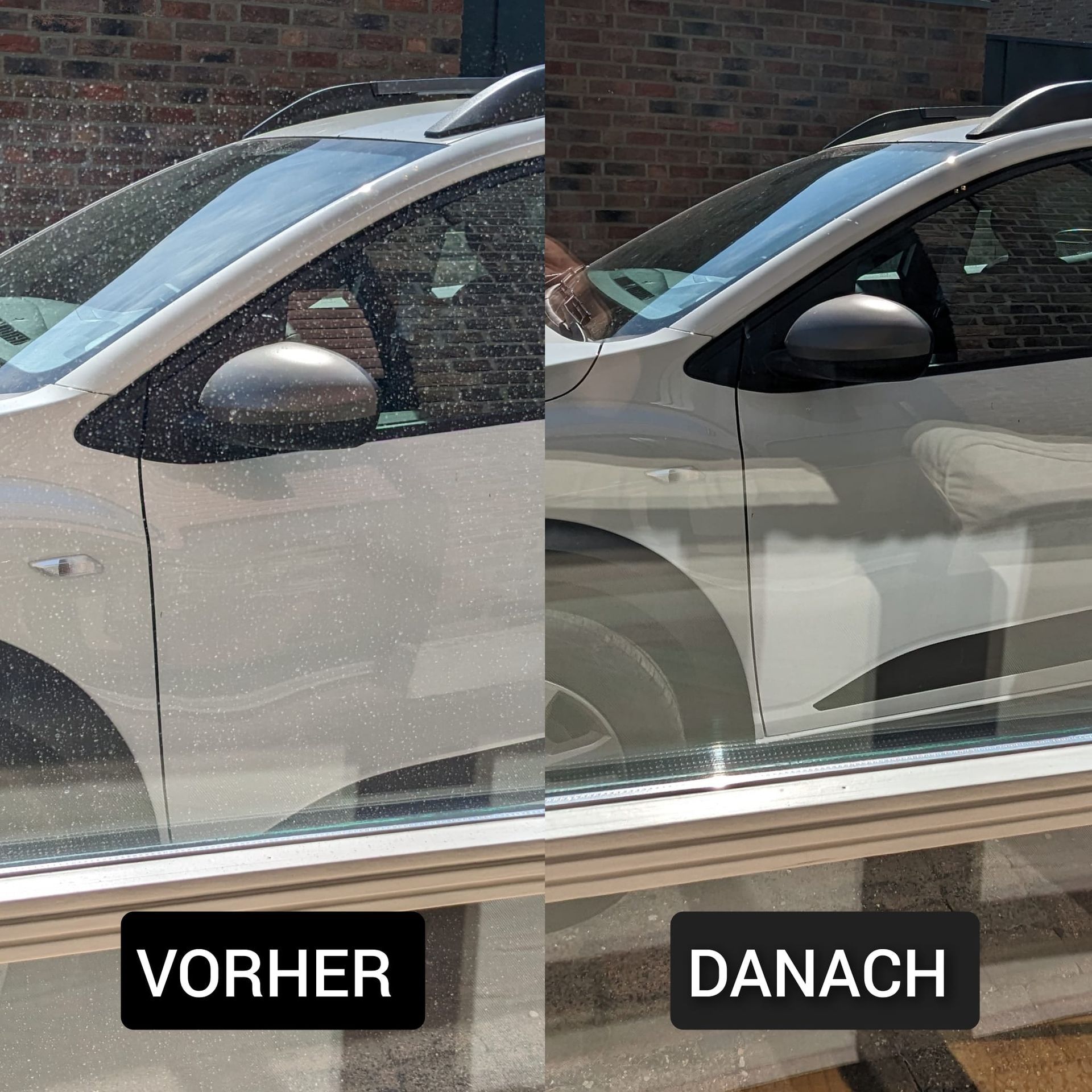 A before and after picture of a car with the words vorher and danach