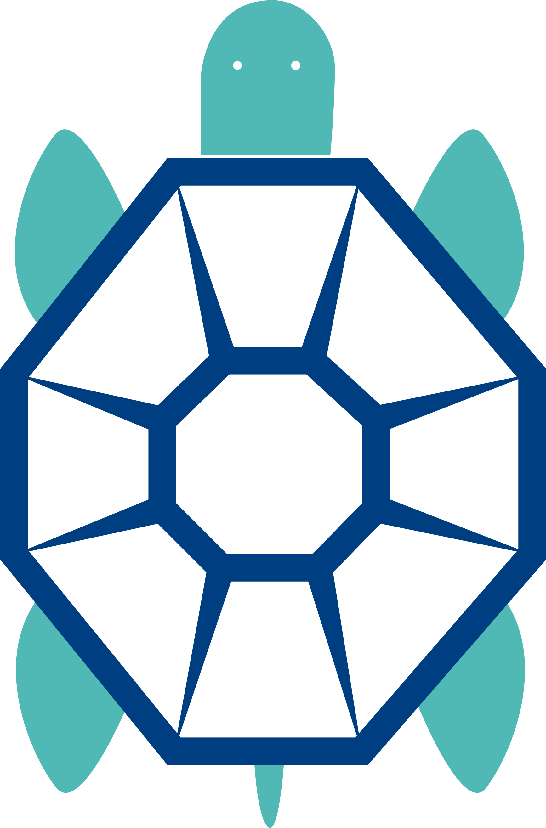Ilustración de tortuga turquesa y azul marino.