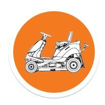 Vintage-Scooter-Logo in einem orangefarbenen Kreis