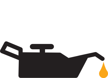 Lata de aceite con una gota de aceite amarilla goteando del pico.