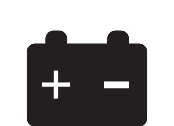 Batería de coche negra con símbolos más y menos.