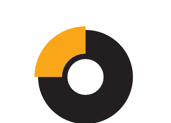 Forma de dona negra con un cuarto de círculo naranja en la parte superior izquierda.