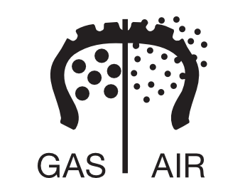 Diagrama que muestra la separación de gas y aire.