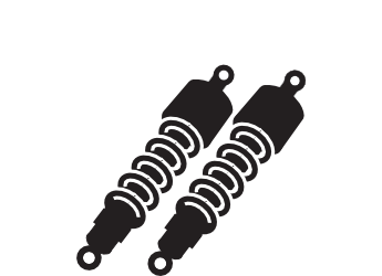 Par de amortiguadores negros con resortes helicoidales.