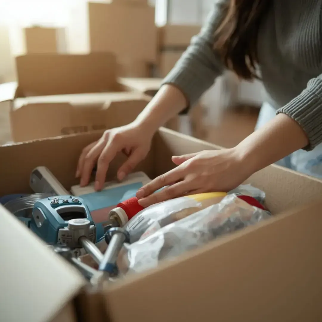 Persona embalando cajas para una mudanza en Málaga