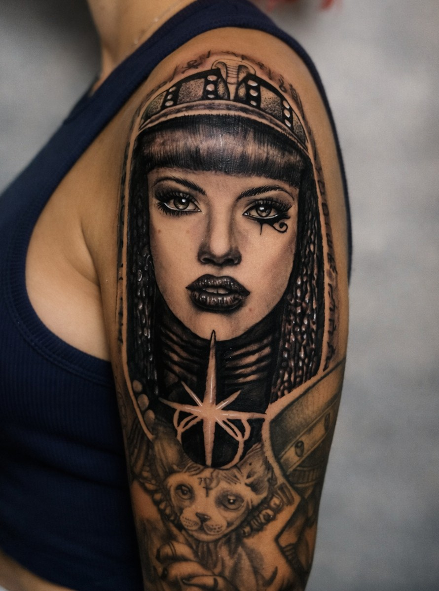 La mano enguantada de un artista del tatuaje utiliza una máquina en el brazo de una persona, creando un diseño con tinta negra.