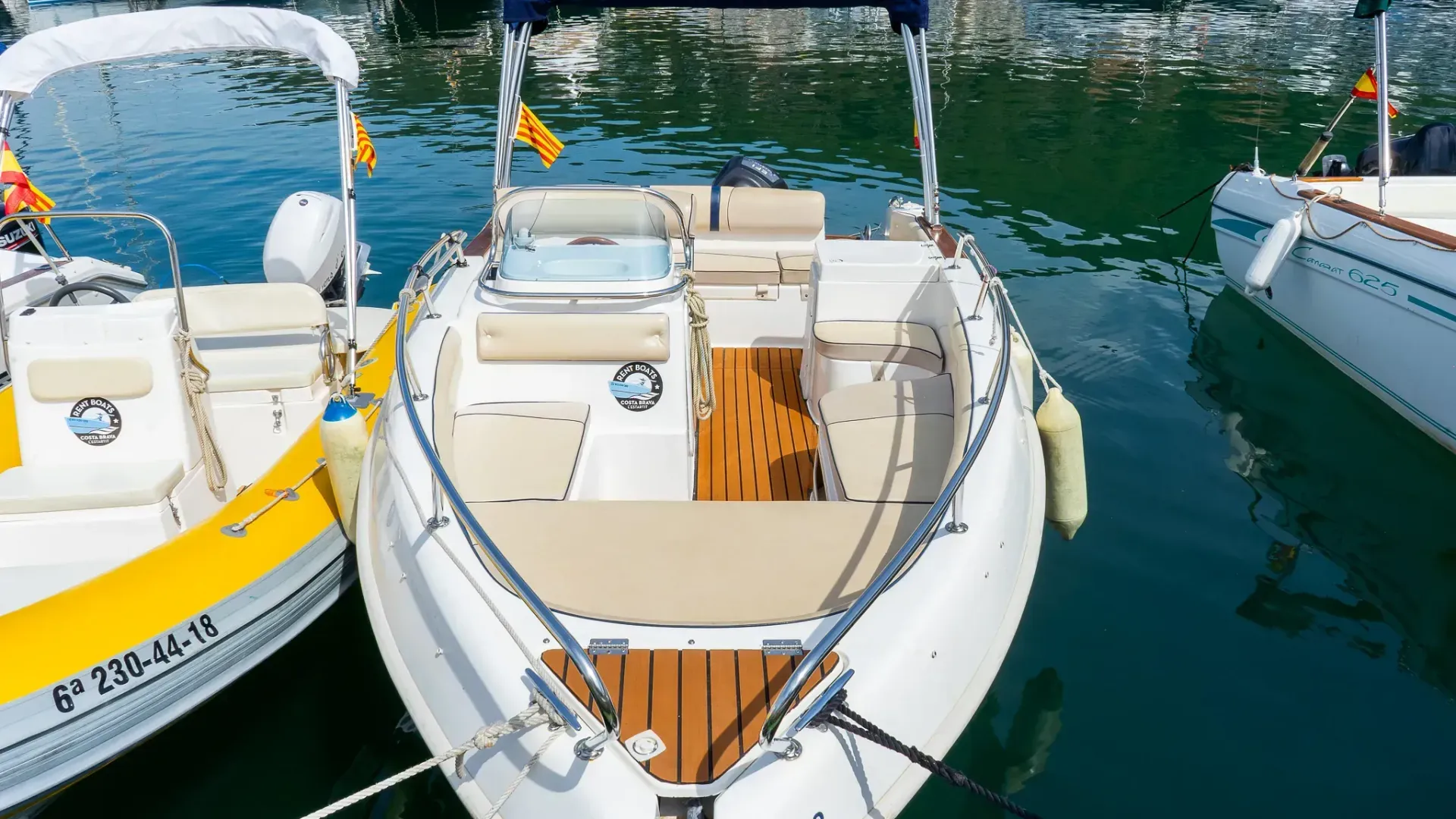 Un grupo de barcos están atracados en un puerto.